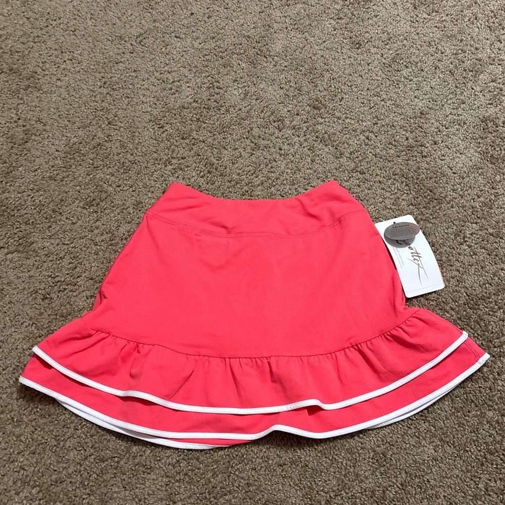 Gotten Double Ruffle Active Skirt in Coral Size XS - Picture 3 of 5